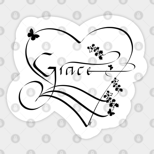 Grace, calligrahpy, female name, black font Sticker by AhMath